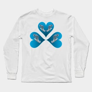 Heart Design | Grouper Trio in 3 Blue Hearts | White Background | Long Sleeve T-Shirt